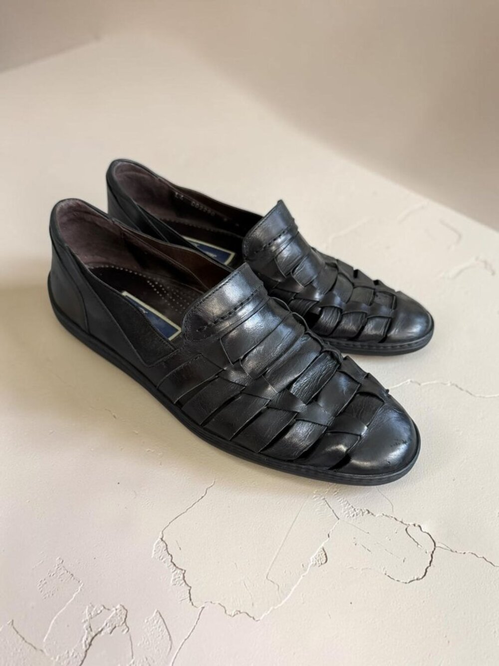BRAGANO Men’s Black Leather Woven Dress Shoes Size 9